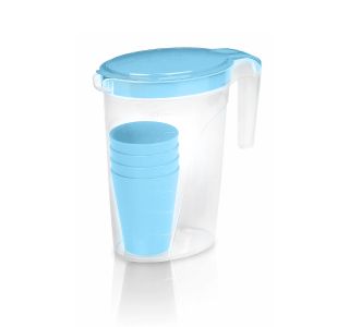 PIKNIK SET VRČ 2 L + 4 KOZARCI 285 ML MODER