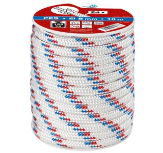 PLEZALNA VRV POLIESTER BELA-RDEČA/MODRA 8MM 10M