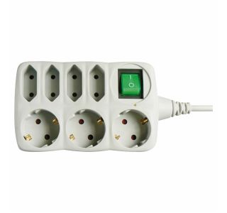 PODALJŠEK S STIKALOM EMOS 3 ŠUKO + 4 EURO VTIČ 1.5M H05VV-F 3G1.0 PVC SIV