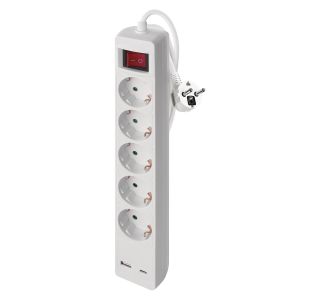 PODALJŠEK S STIKALOM EMOS 5 ŠUKO + 2 USB (A+D) 3M H05VV-F 3G1.5 PVC BELI