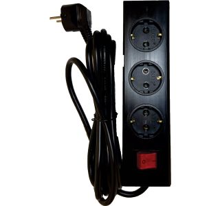 PODALJŠEK S STIKALOM EURO M 3 ŠUKO VTIČNICE 2M H05VV-F 3G1.5 PVC ČRNI