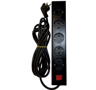 PODALJŠEK S STIKALOM EURO M 5 ŠUKO VTIČNICE 2M H05VV-F 3G1.5 PVC ČRNI