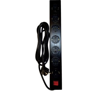 PODALJŠEK S STIKALOM EURO M 7 ŠUKO VTIČNICE 2M H05VV-F 3G1.5 PVC ČRNI