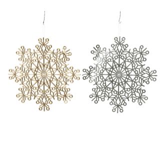 SNEŽINKA, ZLAT ALI SREBRN FI 38 CM. SORT