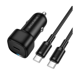 BOROFONE BZ34A AVTOPOLNILEC PD 20W QC 3.0 S KABLOM TYPE C - TYPE C 1M - ČRN