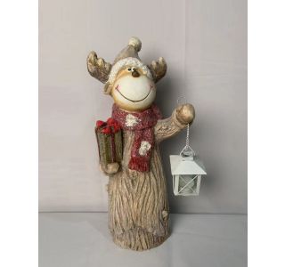 PRAZNIČNA FIGURA GLOSSTYLE JELEN S SVETILKO, RJAV 22X14X48CM