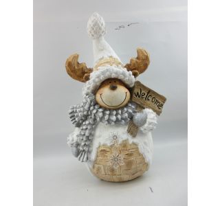 PRAZNIČNA FIGURA GLOSSTYLE JELEN Z LED LUČKO, BEL 29X16X47CM