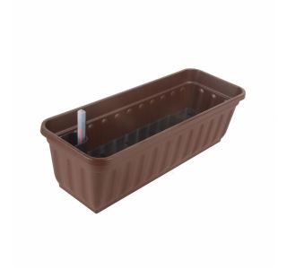 PE KORITO Z VODNO REZERVO ALPFA 100 CM TEMNO RJAV