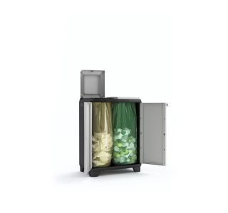 OMARA KETER SPLIT - PREMIUM CABINET, NAMENJENA ZA LOČEVANJE ODPADKOV ČRNO-SIVA 92X68X39 CM / 2X110 L OMARA KETER SPLIT - PREMIUM CABINET, NAMENJENA ZA LOČEVANJE ODPADKOV ČRNO-SIVA 92X68X39 CM / 2X110 L