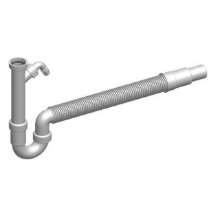 PVC SIFON ZA KORITO LIV ENOJNI S PRIKLJUČ. BREZ IZLIVA, GIBLJIVA CEV