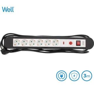 RAČUNALNIŠKI KABEL WELL PRENAPETOSTNA ZAŠČITA 6X SCHUKO, 3500W 16A RAČUNALNIŠKI KABEL WELL PRENAPETOSTNA ZAŠČITA 6X SCHUKO, 3500W 16A