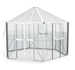 RASTLINJAK, STEKLO/POLIK. VITAVIA PAVILJON HERA 9000 ESG/VP 3/6MM BELA 3.8X3.8M