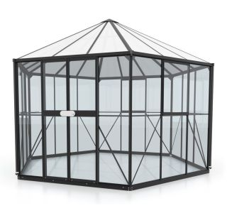 RASTLINJAK, STEKLO/POLIK. VITAVIA PAVILJON HERA 9000 ESG/VP 3/6MM ČRNA 3.8X3.8M