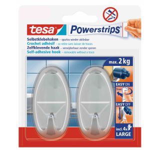 SAMOLEPILNI IZDELEK TESA POWERSTRIPS KLJUKICA OVALNA 2/1 KROM