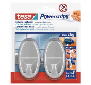 SAMOLEPILNI IZDELEK TESA POWERSTRIPS KLJUKICA OVALNA 2/1 MAT KROM