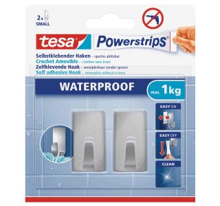 SAMOLEPILNI IZDELEK TESA POWERSTRIPS KLJUKICA S VODOODPORNA, KOVINSKA