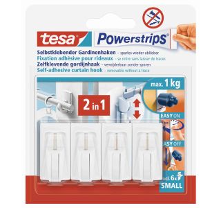 SAMOLEPILNI IZDELEK TESA POWERSTRIPS KLJUKICA ZA ZAVESE 4/1 BELA