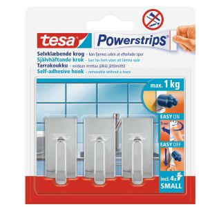 SAMOLEPILNI IZDELEK TESA POWERSTRIPS MINI KLJUKICA KLASIK 3/1 KROM