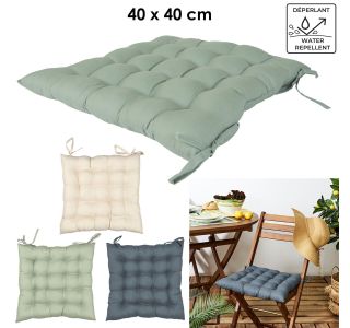 SEDEŽNA BLAZINA HOME DECO 40X40 ODPORNA NA VODO Z VEZICAMI SORT.