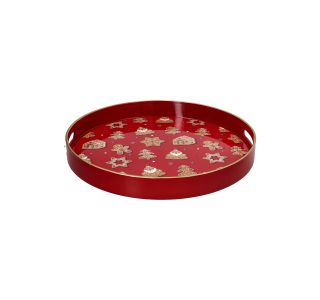 SERVIRNI PLADENJ TOGNANA 38 CM OKROGEL PARTY TIME BOŽIČNI MOTIV RDEČ