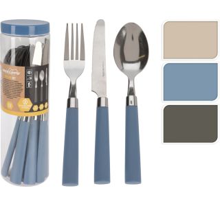 SET JEDILNEGA PRIBORA EH 12 DELNI ROČAJI RAZLIČNE BARVE V PLASTIČNI EMBAL.