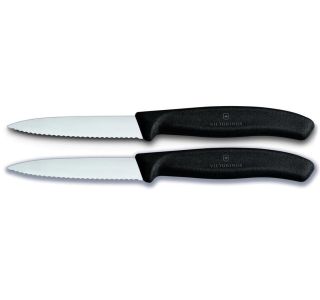 SET NOŽEV VICTORINOX ZA ZELENJAVO 2X NAZOBČANO REZILO 8CM ČRN