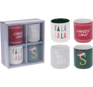 SET SKODELIC IN LONČKOV EH 180 ML SET 4/1 BOŽIČNI DEKOR BREZ ROČAJ.V ŠKATLI
