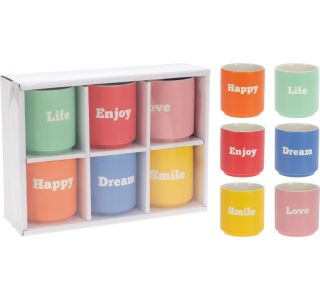 SET SKODELIC IN LONČKOV EH SET 6 LONČKOV 180 ML KRATKI NAPISI RAZLI.BARVE