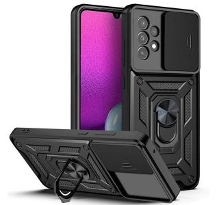 SILIKONSKI OVITEK ARMOR RING Z ZAŠČITO KAMERE ZA SAMSUNG GALAXY S24 ULTRA 5G - ČRN