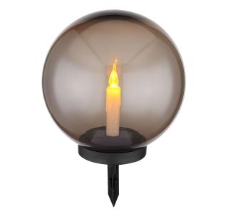 SOLARNA VRTNA SVETILKA GLOBO KROGLA, Z IMITACIJO SVEČE LED 0.06W IP44 25X38.5 CM