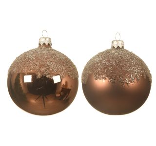 STEKLENA BUNKA DECORIS BARVA OREHA S POSIPOM SIJOČA/MAT FI 8 CM SORT