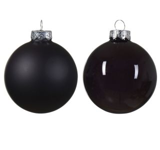 STEKLENA BUNKA DECORIS ČRNA FI 8 CM SIJOČA/ MAT 6/1 SORTIRANO