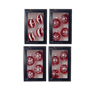 STEKLENA BUNKA DECORIS FI 6 CM, RDEČA/BELA VZOREC, SORTIRANO 4/1 STEKLENA BUNKA DECORIS FI 6 CM, RDEČA/BELA VZOREC, SORTIRANO 4/1