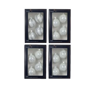 STEKLENA BUNKA DECORIS FI 6 CM, SREBRNA/BELA VZOREC, SORTIRANO 4/1 STEKLENA BUNKA DECORIS FI 6 CM, SREBRNA/BELA VZOREC, SORTIRANO 4/1