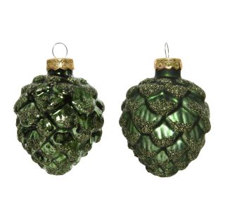 STEKLENA BUNKA DECORIS STORŽ, TEMNO ZELEN FI 5 CM, 6/1