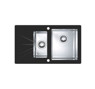 STEKLENO POMIVALNO KORITO ALVEUS KARAT 20, ČRNA 860X500 MM DESNI STEKLENO POMIVALNO KORITO ALVEUS KARAT 20, ČRNA 860X500 MM DESNI
