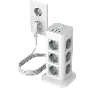 STOLPNA RAZDELILNA VTIČNICA TESSAN TPS04-DE 12X VTIČNICA, 3X USB, STIKALO, 2 M KABEL STOLPNA RAZDELILNA VTIČNICA TESSAN TPS04-DE 12X VTIČNICA, 3X USB, STIKALO, 2 M KABEL
