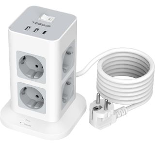 STOLPNA RAZDELILNA VTIČNICA Z 8X AC TESSAN TPS03-DE-C 2X USB-A IN 1X USB-C ' ZAŠČITA PRED PRENAPETOSTJO, KABEL 2 M STOLPNA RAZDELILNA VTIČNICA Z 8X AC TESSAN TPS03-DE-C 2X USB-A IN 1X USB-C ' ZAŠČITA PRED PRENAPETOSTJO, KABEL 2 M