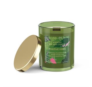 SVEČA V KOZARCU BARTEK DIŠEČA S POKROVOM POSITIVE VIBES, 220 G SVEČA V KOZARCU BARTEK DIŠEČA S POKROVOM POSITIVE VIBES, 220 G