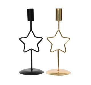 SVEČNIK DECORIS ZVEZDA, SREBRN ALI ZLAT 8.5X8.5X27.5 SORT