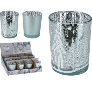 SVEČNIK EH ZA ČAJNO SVEČKO, STEKLEN SORTI ZIMSKI DEKORJI