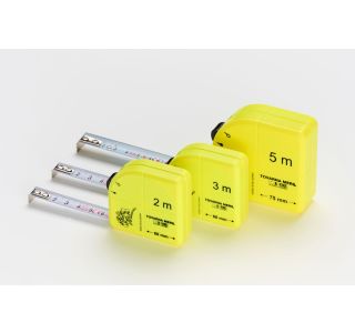 TRAČNI METER NA VZMET TOVARNA MERIL KOVINE 2M X 13 MM FLOURESCENTNI MBF2