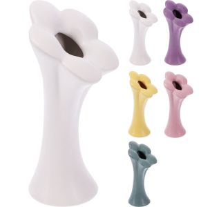 VAZA EH KERAMIČNA V OBLIKI ROŽE, SORTIRANE BARVE 22CM