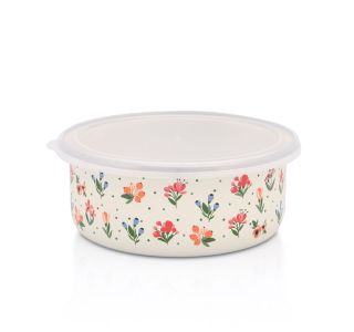 VEČNAMENSKA CILINDRIČNA POSODA ZA SHRANJEVANJE S PLASTIČNIM POKROVOM 16 CM/1,7 L, CVETLIČNE RADOSTI