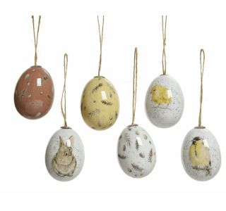 VELIKONOČNI PROGRAM DECORIS JAJČKA 6/1 4X6 CM RJAV/BEL/RUMEN