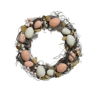 VENČEK ALI BUTARICA DECORIS FI 28 CM JAJČKA IN METULJI