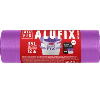 VREČKE ZA SMETI ALUFIX 35L 12/1 VIJOLIČNE Z ELASTIČNIM TRAKOM