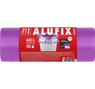 VREČKE ZA SMETI ALUFIX 60L 10/1 VIJOLIČNE Z ELASTIČNIM TRAKOM