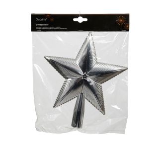 VRH ZA JELKO DECORIS ZVEZDA SREBRNA VIŠINA 21.5 CM VRH ZA JELKO DECORIS ZVEZDA SREBRNA VIŠINA 21.5 CM