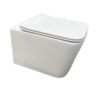 WC ŠKOLJKA, VISEČA FEROTEHNA QUADRA BREZ ROBA Z WC DESKO